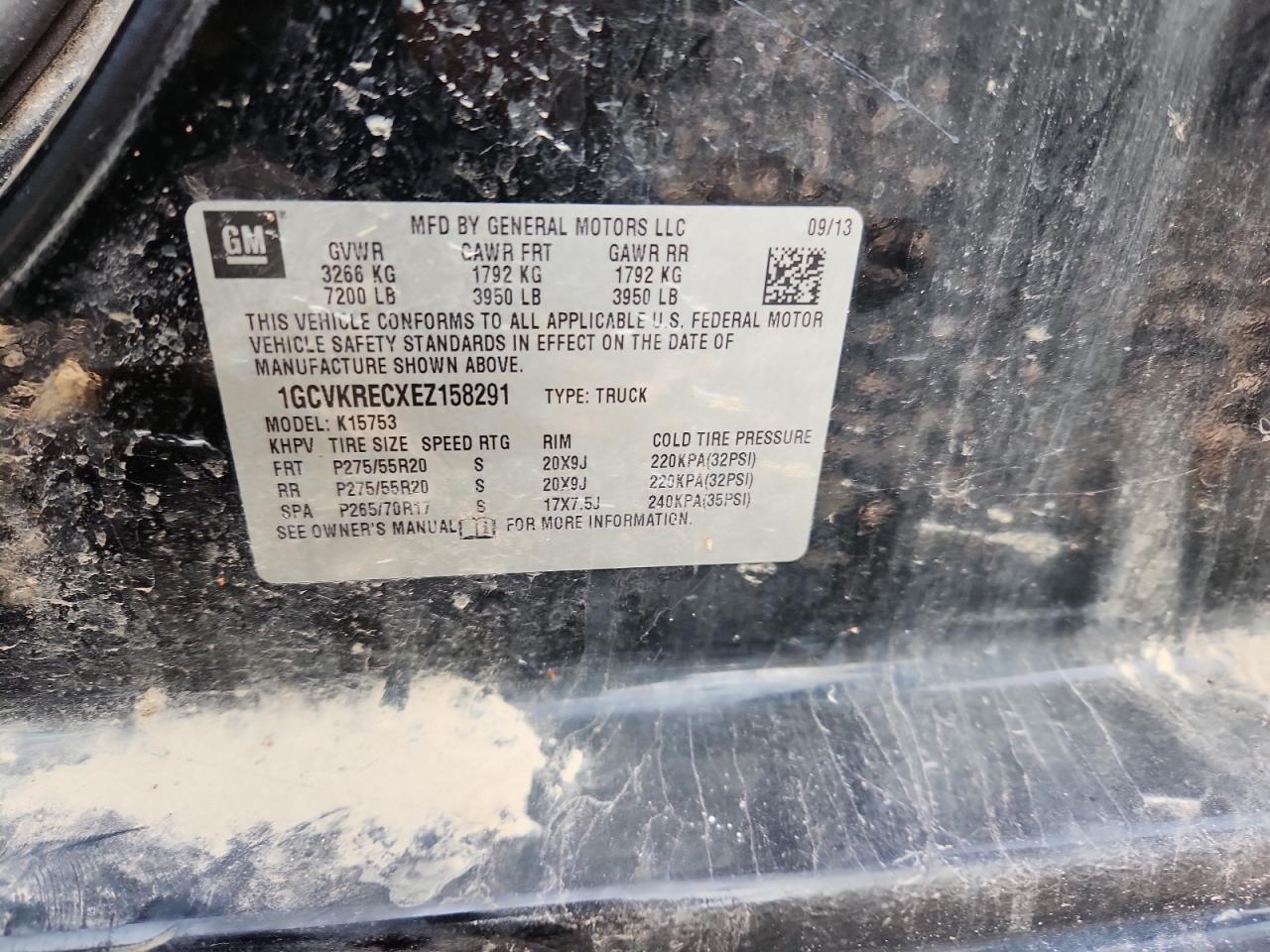 2014 Chevrolet Silverado K1500 Lt VIN: 1GCVKRECXEZ158291 Lot: 82200495