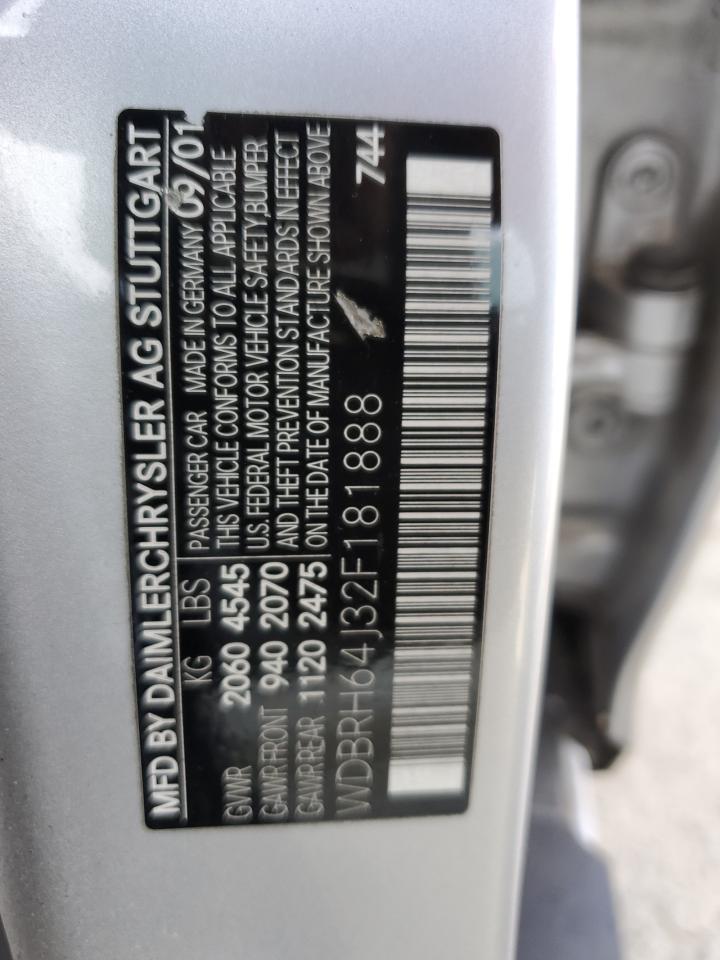 2002 Mercedes-Benz C 320 VIN: WDBRH64J32F181888 Lot: 85120285