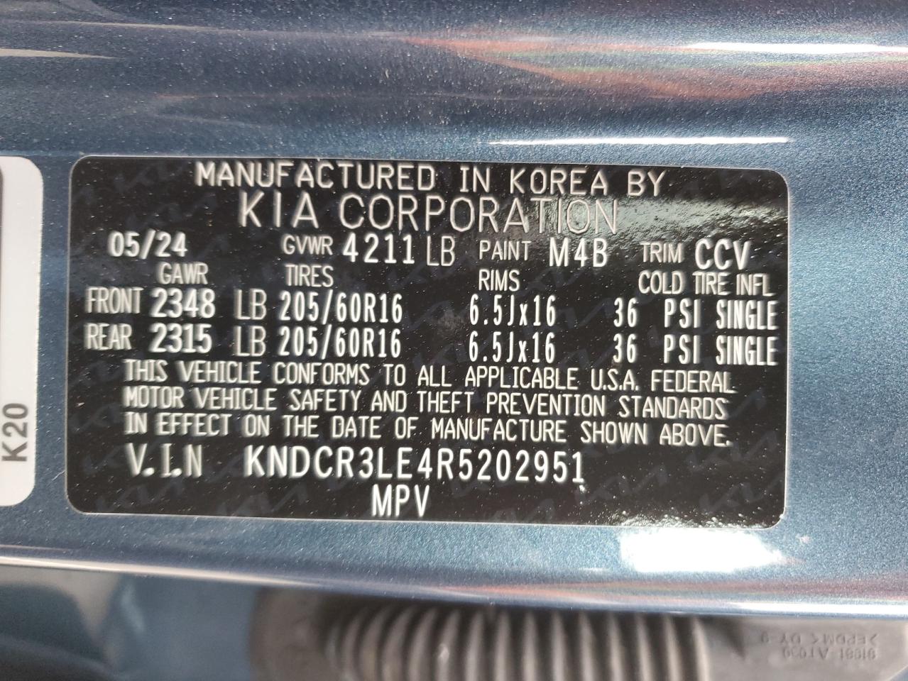 2024 Kia Niro Ex VIN: KNDCR3LE4R5202951 Lot: 85150105