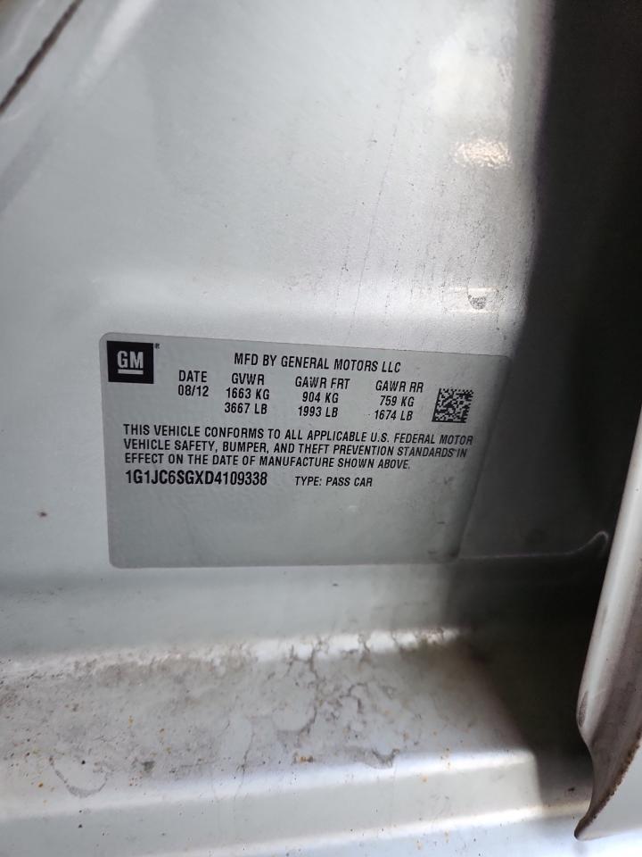 2013 Chevrolet Sonic Lt VIN: 1G1JC6SGXD4109338 Lot: 82762255