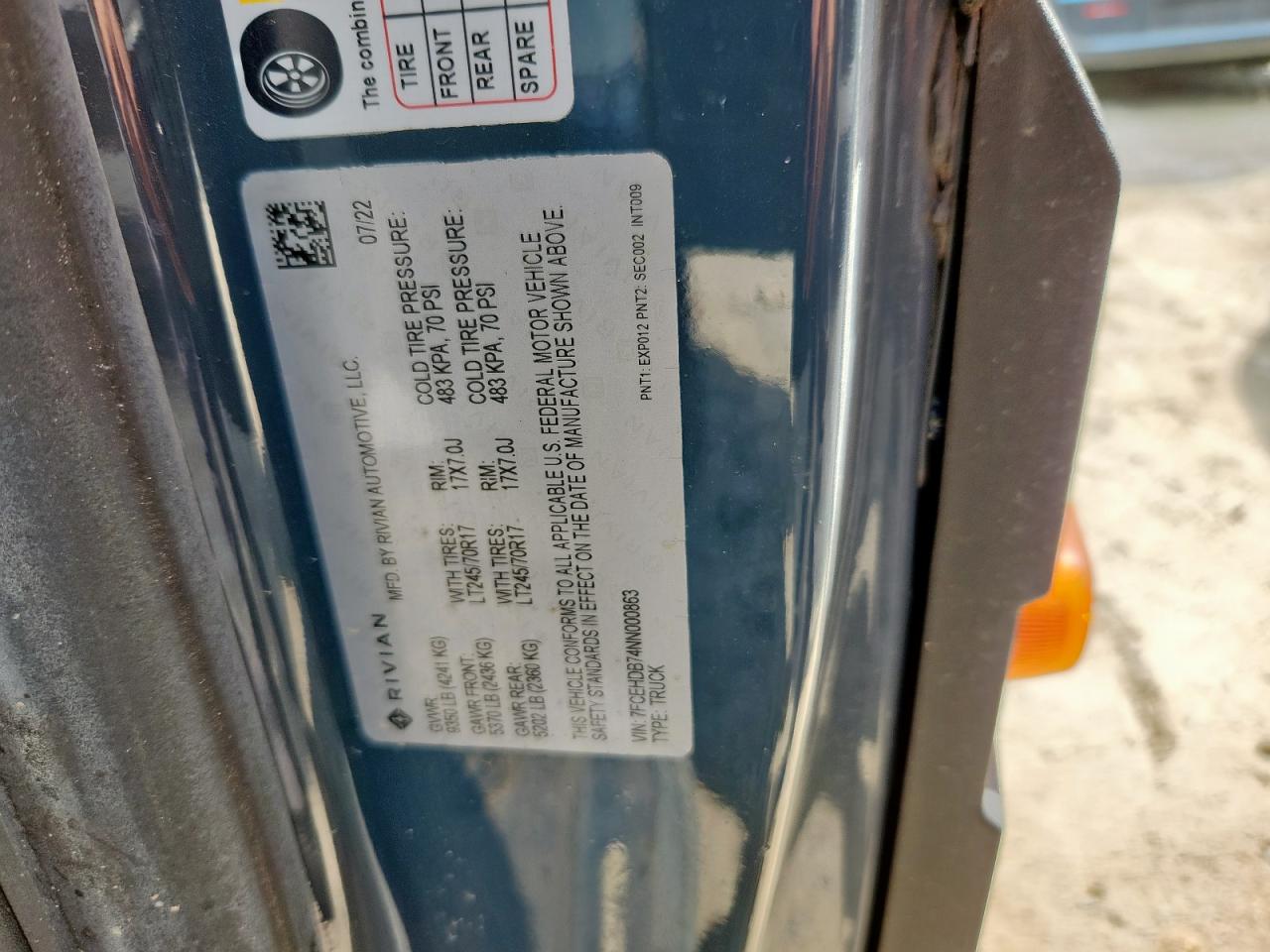 2022 Rivian Edv 700 VIN: 7FCEHDB74NN000863 Lot: 85105735