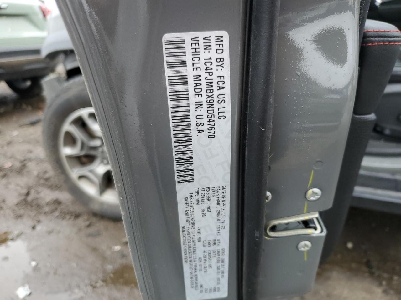 2022 Jeep Cherokee Trailhawk VIN: 1C4PJMBX9ND547670 Lot: 82691545