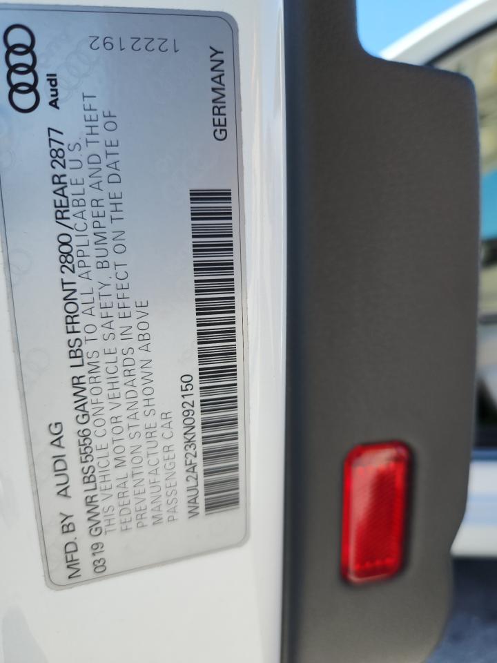 2019 Audi A6 Premium Plus VIN: WAUL2AF23KN092150 Lot: 89669105