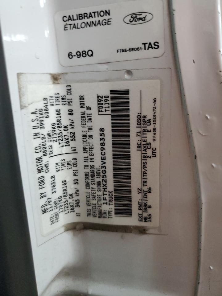 1997 Ford F250 VIN: 1FTHX25G3VEC98358 Lot: 85118475