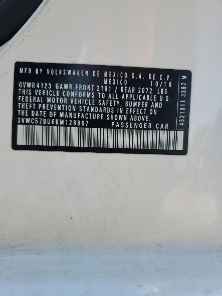 2019 Volkswagen Jetta S VIN: 3VWC57BU6KM126867 Lot: 85487855