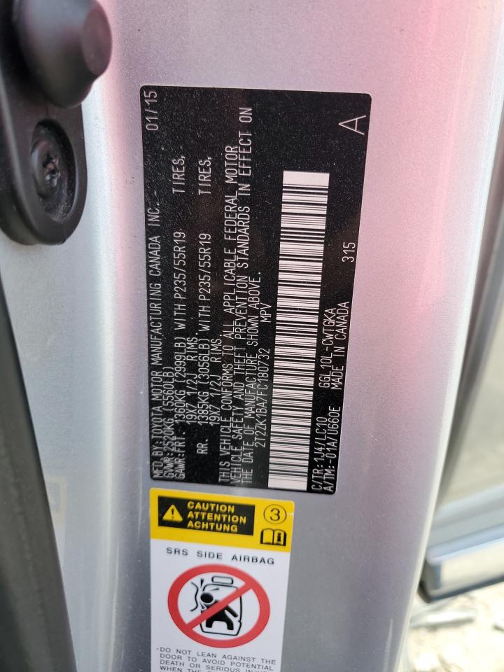 2015 Lexus Rx 350 VIN: 2T2ZK1BA7FC180732 Lot: 81962935