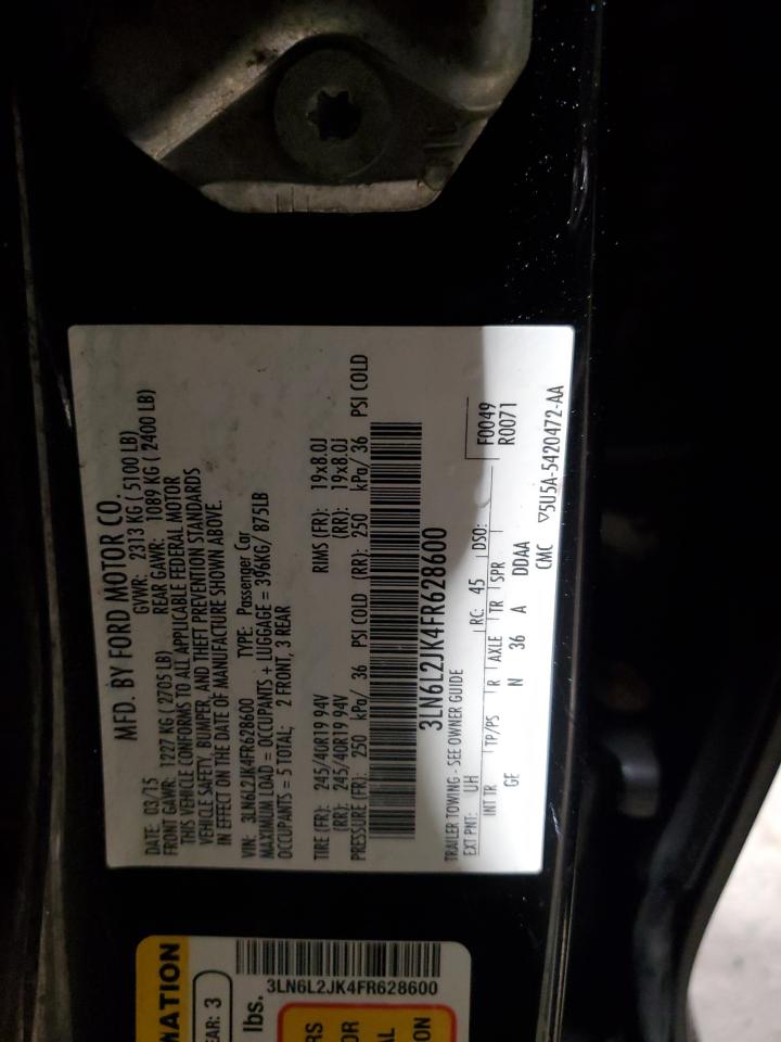 2015 Lincoln Mkz VIN: 3LN6L2JK4FR628600 Lot: 90570075