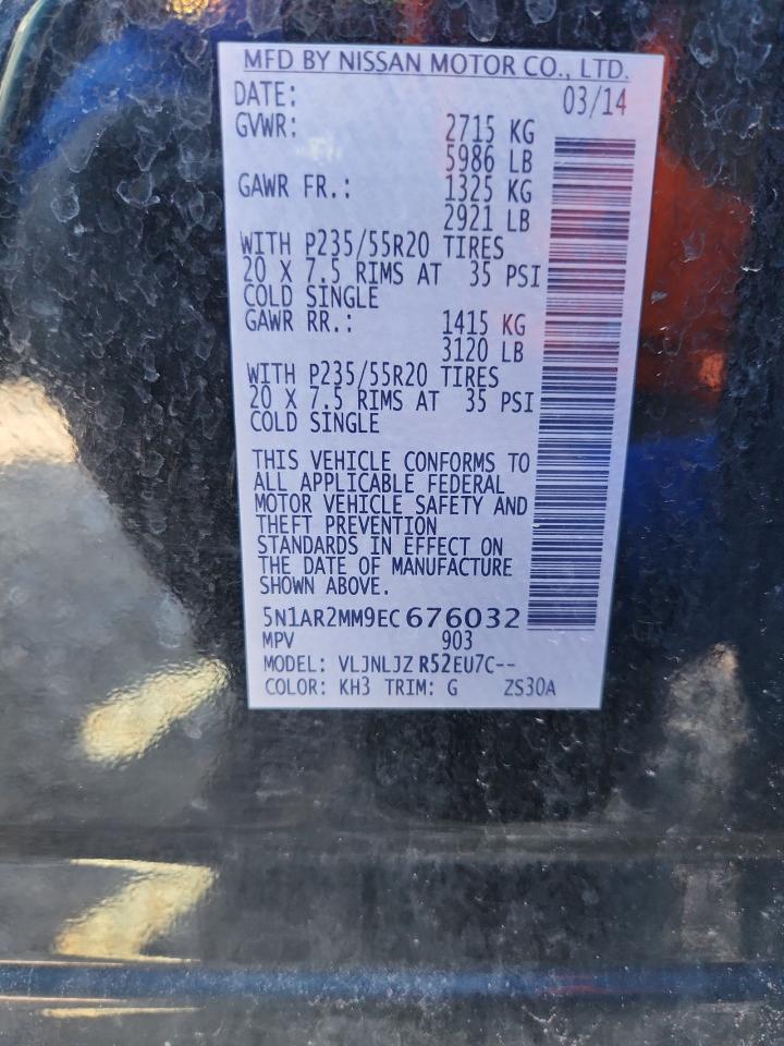 2014 Nissan Pathfinder S VIN: 5N1AR2MM9EC676032 Lot: 85934285