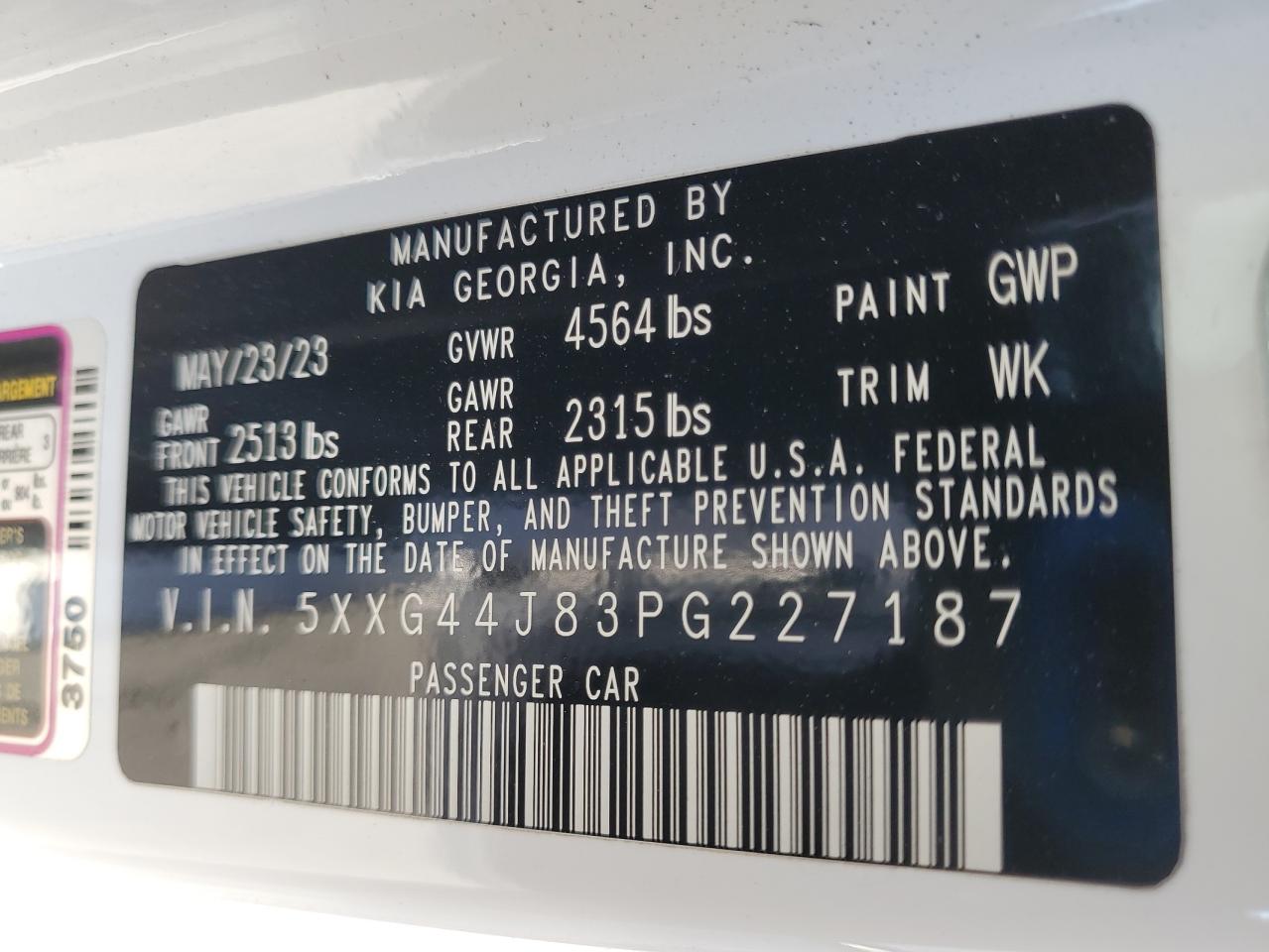 2023 Kia K5 Gt VIN: 5XXG44J83PG227187 Lot: 82670945