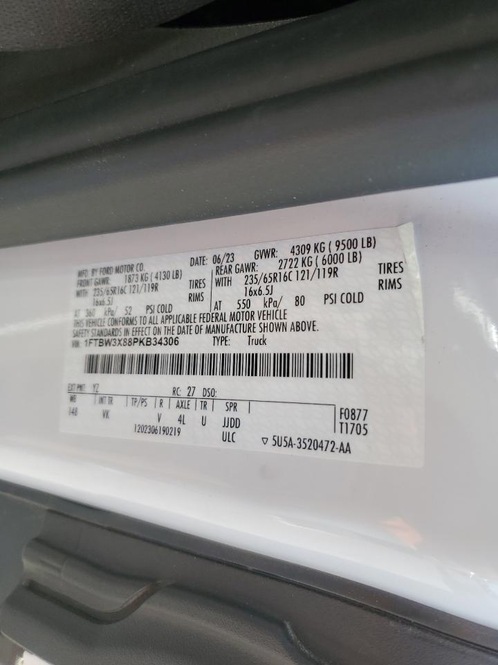2023 Ford Transit T-350 VIN: 1FTBW3X88PKB34306 Lot: 85282765