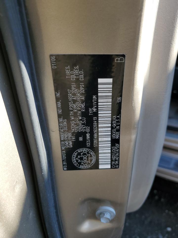2006 Toyota Sequoia Limited VIN: 5TDBT48A16S268419 Lot: 90347695