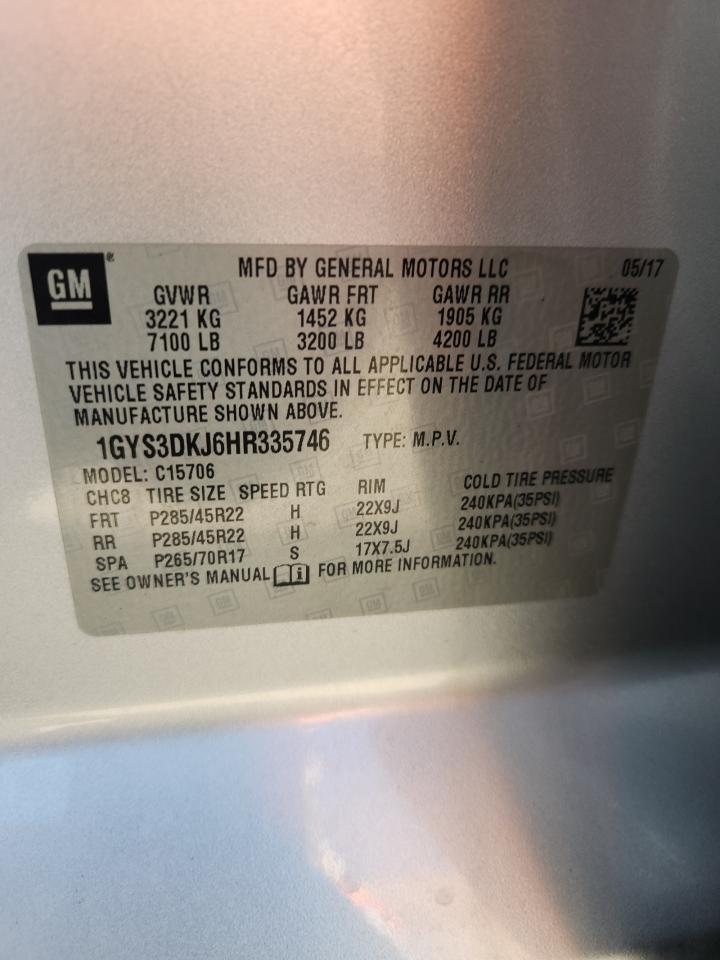 2017 Cadillac Escalade Platinum VIN: 1GYS3DKJ6HR335746 Lot: 87078475