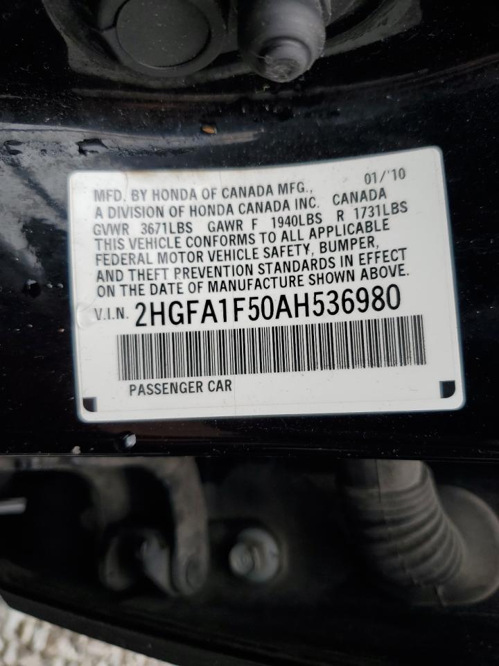 2010 Honda Civic Lx VIN: 2HGFA1F50AH536980 Lot: 85105505