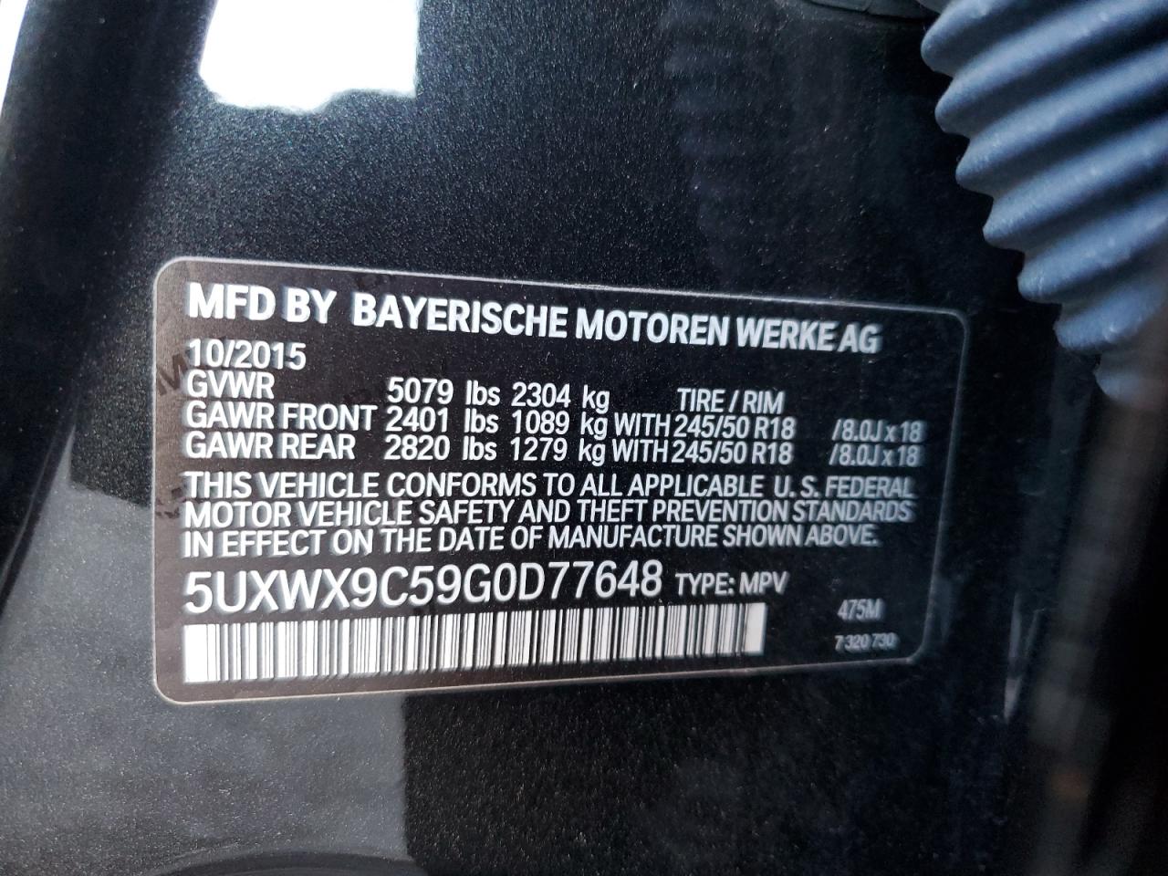 2016 BMW X3 xDrive28I VIN: 5UXWX9C59G0D77648 Lot: 90714795