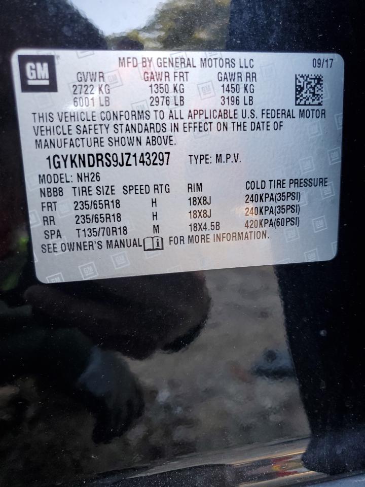 2018 Cadillac Xt5 Luxury VIN: 1GYKNDRS9JZ143297 Lot: 82649415