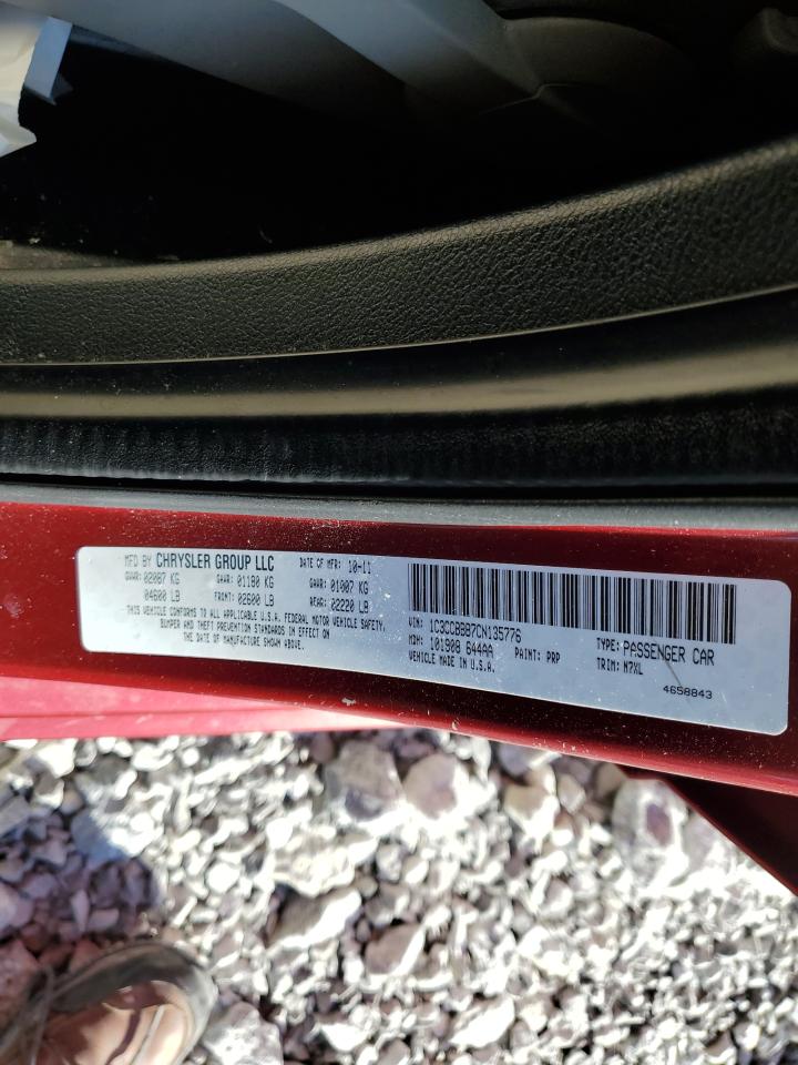 2012 Chrysler 200 Touring VIN: 1C3CCBBB7CN135776 Lot: 82282985