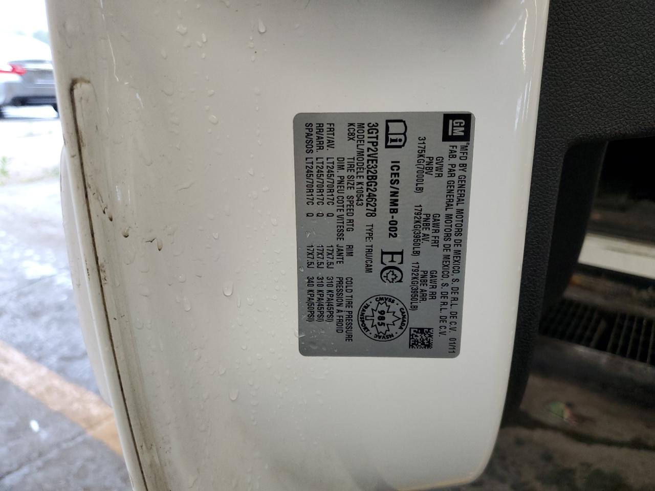 2011 GMC Sierra K1500 Sle VIN: 3GTP2VE32BG246278 Lot: 82309305