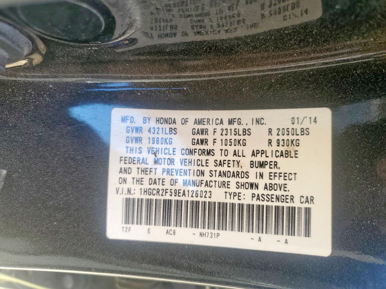 2014 Honda Accord Sport VIN: 1HGCR2F59EA126023 Lot: 82394755