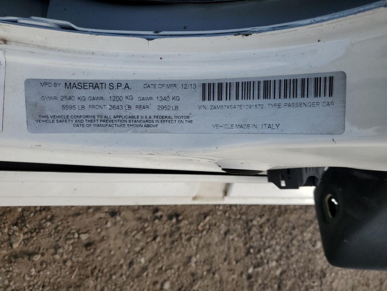 2014 Maserati Ghibli VIN: ZAM57XSA7E1091572 Lot: 82429125