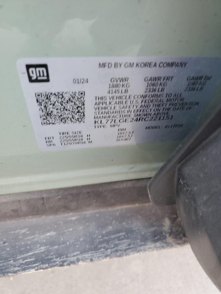 2024 Chevrolet Trax 1Rs VIN: KL77LGE24RC221151 Lot: 86549995