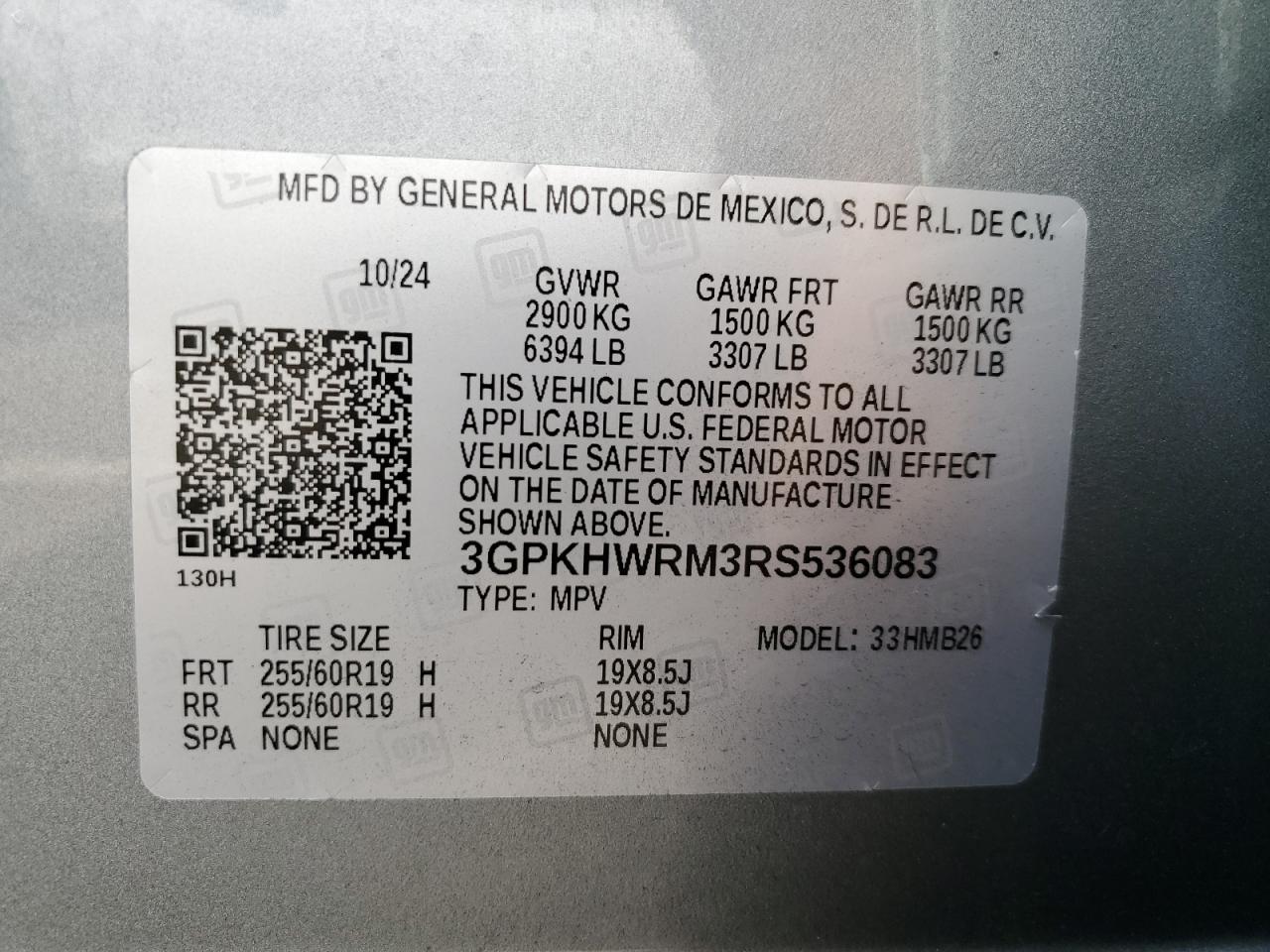 2024 Honda Prologue Tour VIN: 3GPKHWRM3RS536083 Lot: 86339235