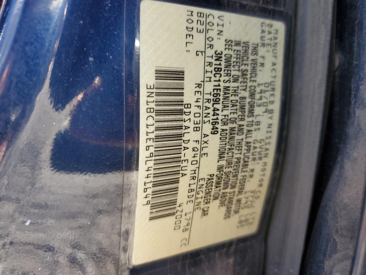 2009 Nissan Versa S VIN: 3N1BC11E69L441649 Lot: 90323895