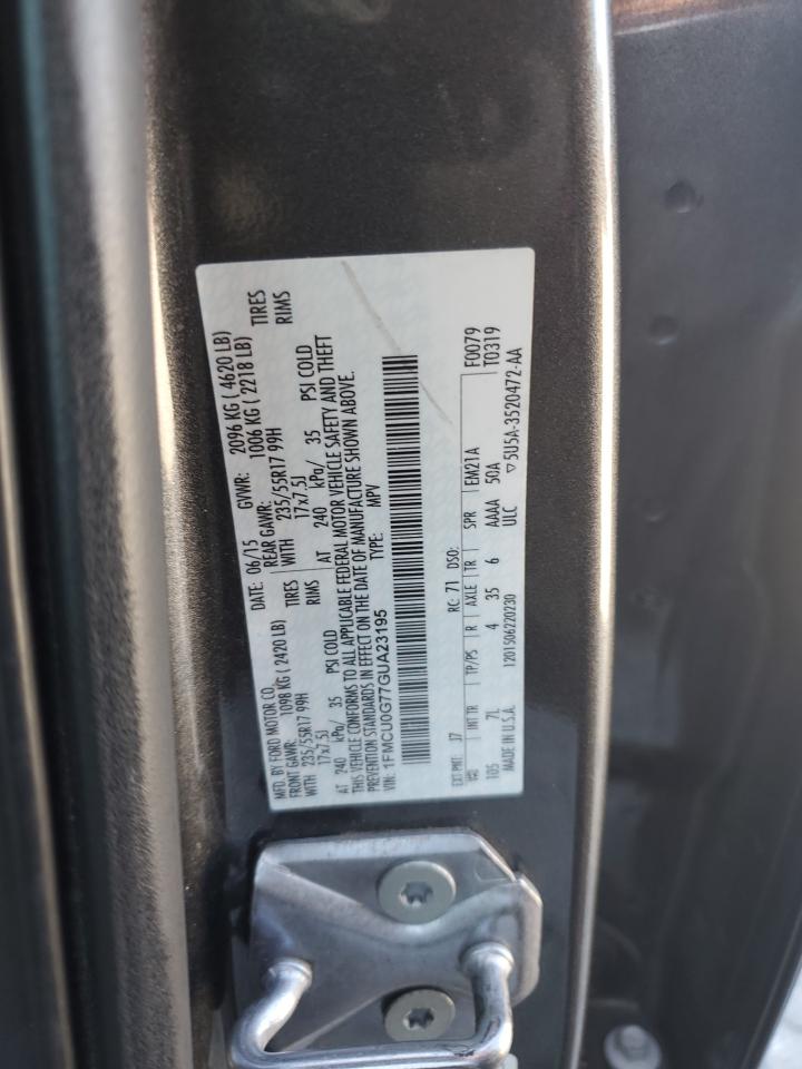 2016 Ford Escape Se VIN: 1FMCU0G77GUA23195 Lot: 85598035