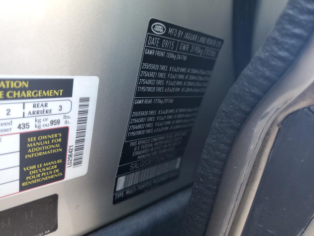 2016 Land Rover Range Rover Supercharged VIN: SALGS3EF2GA256421 Lot: 89545065