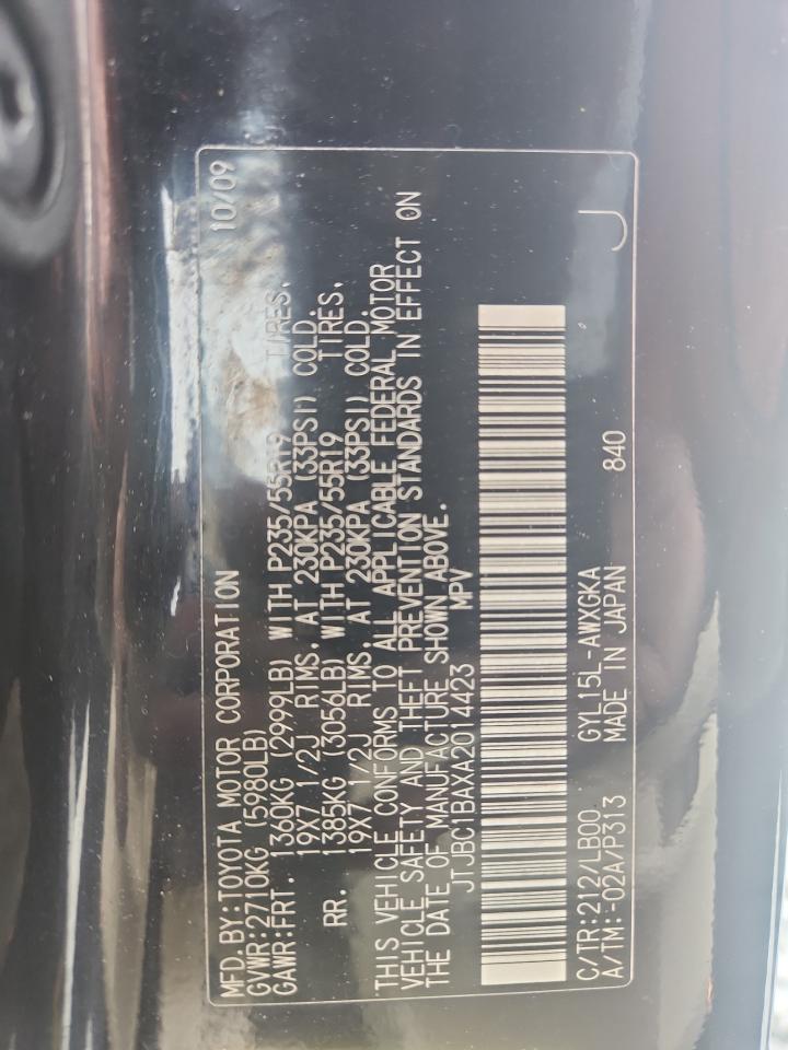 2010 Lexus Rx 450H VIN: JTJBC1BAXA2014423 Lot: 85505235