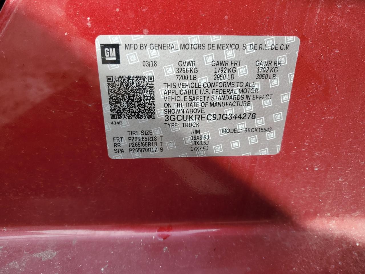 2018 Chevrolet Silverado K1500 Lt VIN: 3GCUKREC9JG344278 Lot: 86075045