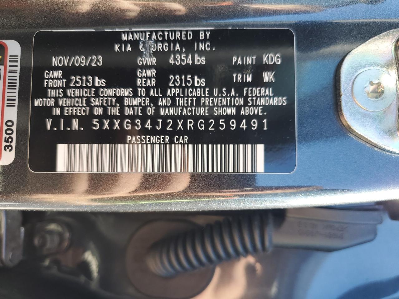 2024 Kia K5 Ex VIN: 5XXG34J2XRG259491 Lot: 86292795