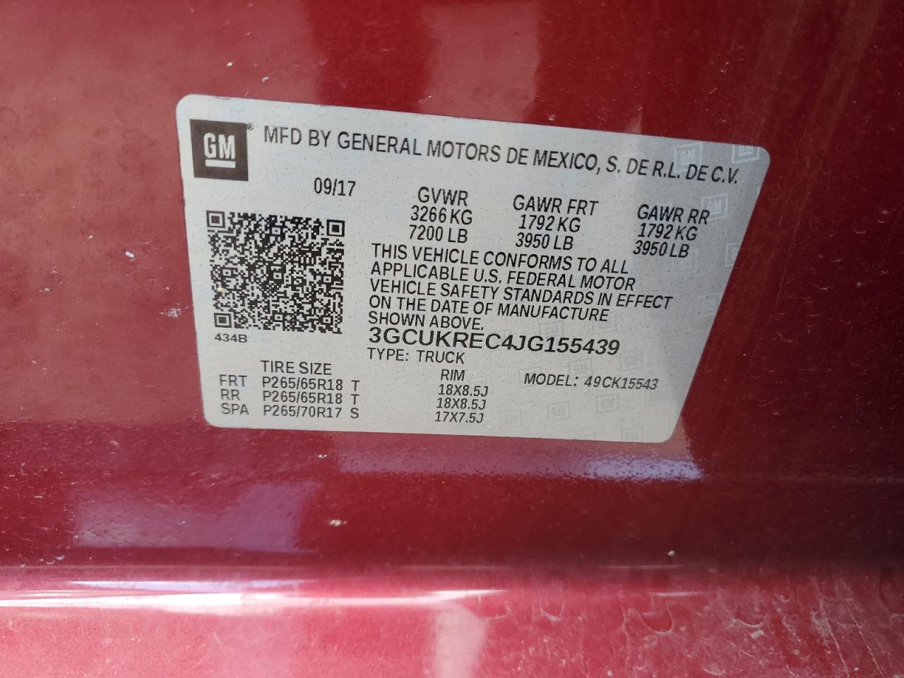 2018 Chevrolet Silverado K1500 Lt VIN: 3GCUKREC4JG155439 Lot: 86126245