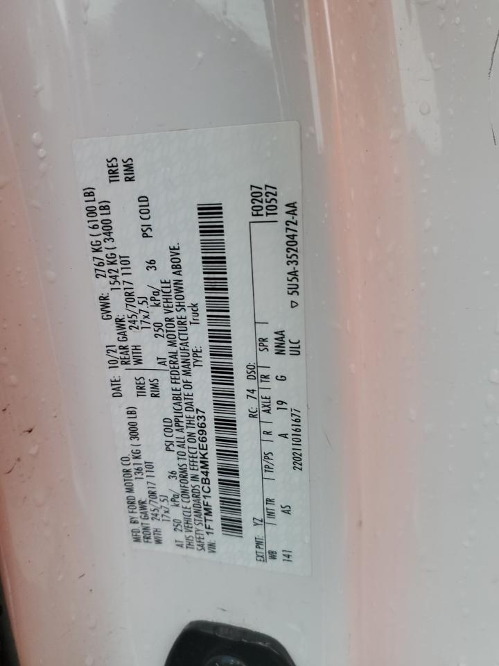 2021 Ford F150 VIN: 1FTMF1CB4MKE69637 Lot: 89561425