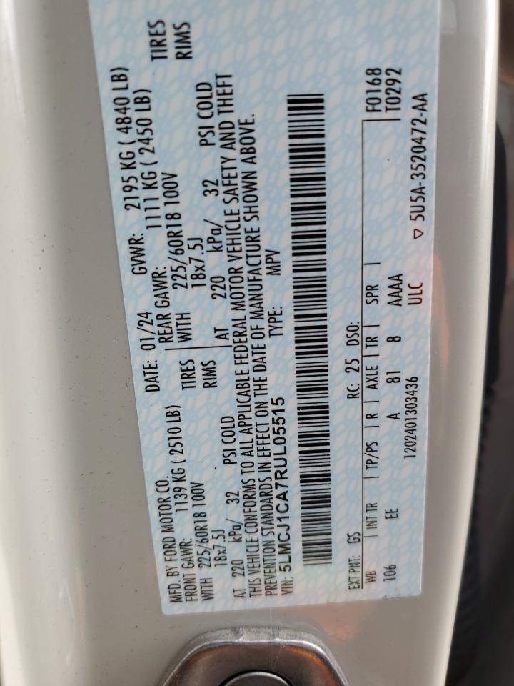 2024 Lincoln Corsair VIN: 5LMCJ1CA7RUL05515 Lot: 84656775