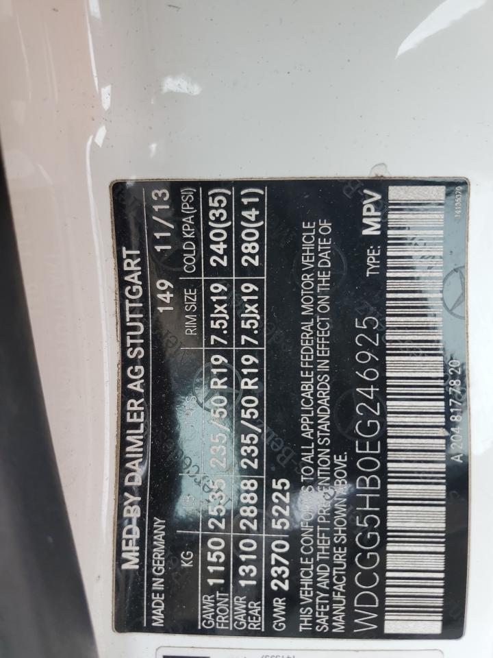 2014 Mercedes-Benz Glk 350 VIN: WDCGG5HB0EG246925 Lot: 90285045