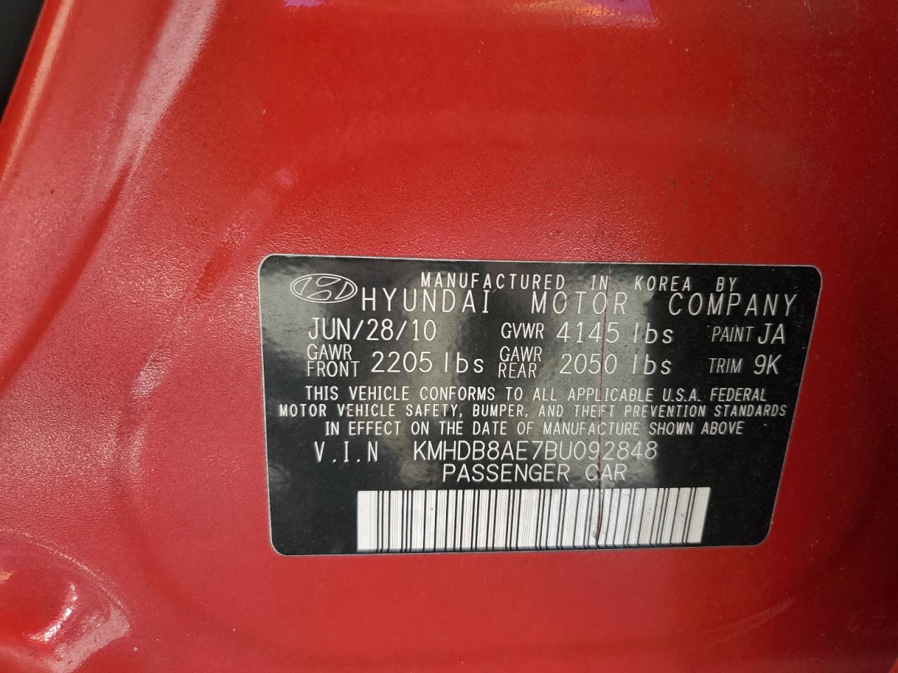 2011 Hyundai Elantra Touring Gls VIN: KMHDB8AE7BU092848 Lot: 86470025