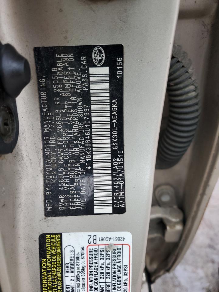 2006 Toyota Avalon Xl VIN: 4T1BK36B46U107997 Lot: 86224265