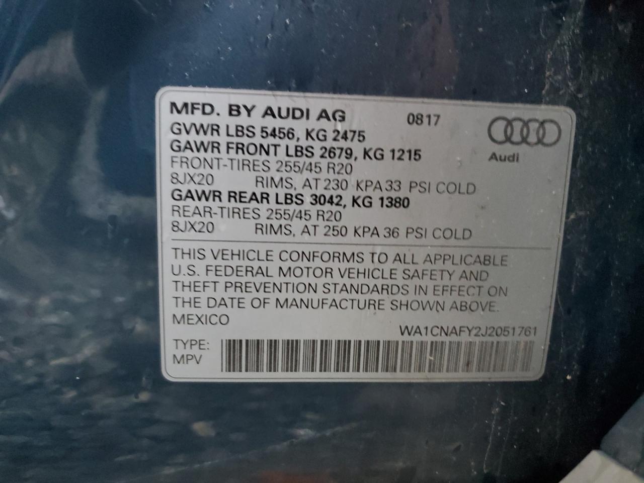 2018 Audi Q5 Prestige VIN: WA1CNAFY2J2051761 Lot: 90693285