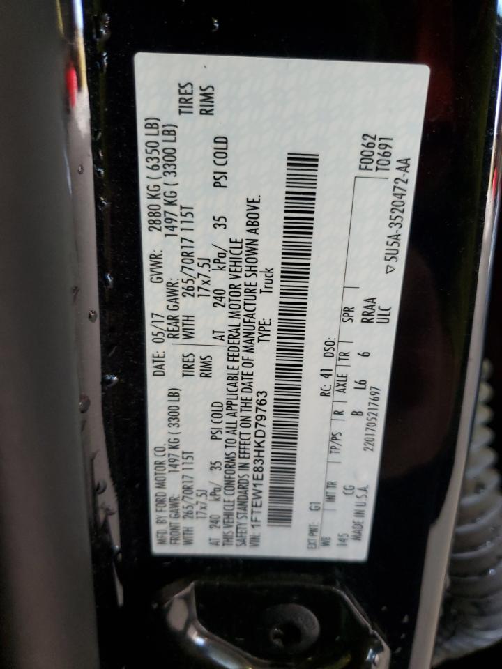 2017 Ford F150 Supercrew VIN: 1FTEW1E83HKD79763 Lot: 85143745