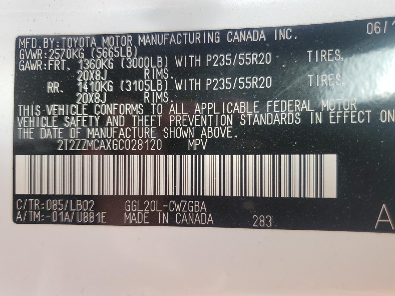 2016 Lexus Rx 350 VIN: 2T2ZZMCAXGC028120 Lot: 82416785