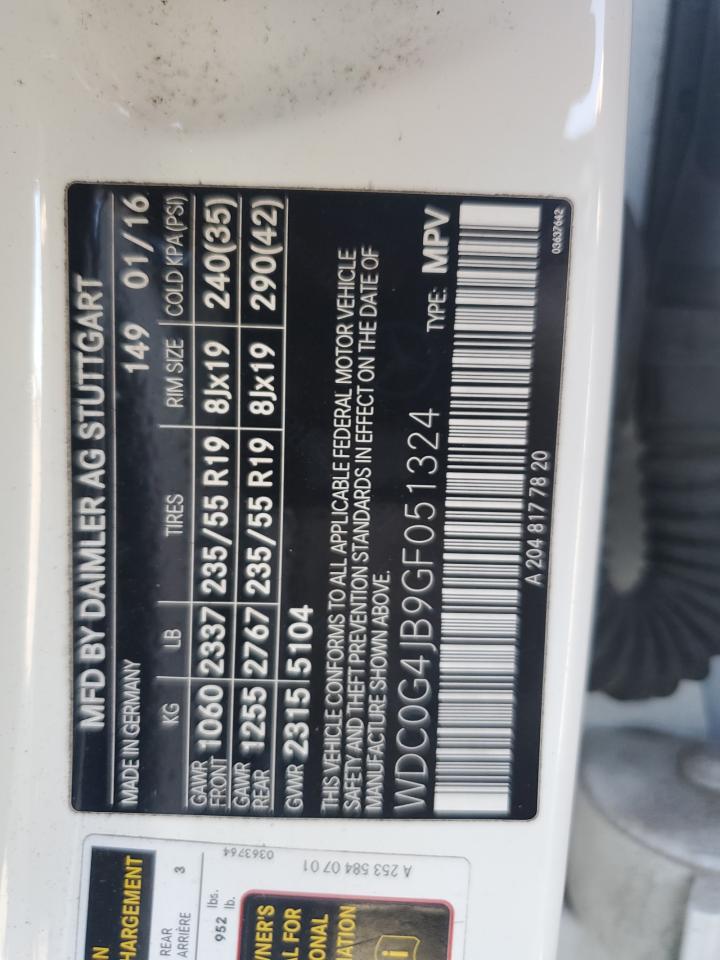 2016 Mercedes-Benz Glc 300 VIN: WDC0G4JB9GF051324 Lot: 82246145