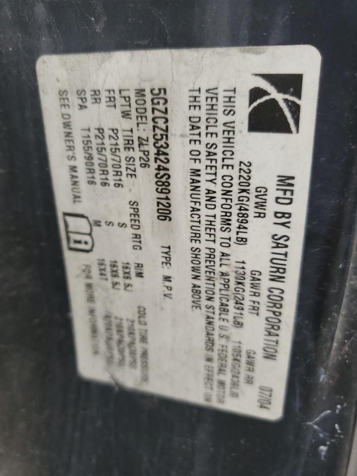 2004 Saturn Vue VIN: 5GZCZ53424S891206 Lot: 85009995