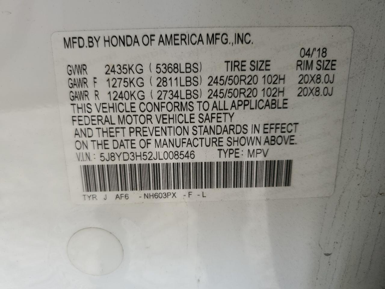 2018 Acura Mdx Technology VIN: 5J8YD3H52JL008546 Lot: 86872645