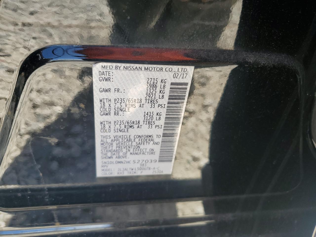 2017 Infiniti Qx60 VIN: 5N1DL0MN2HC527039 Lot: 86264375