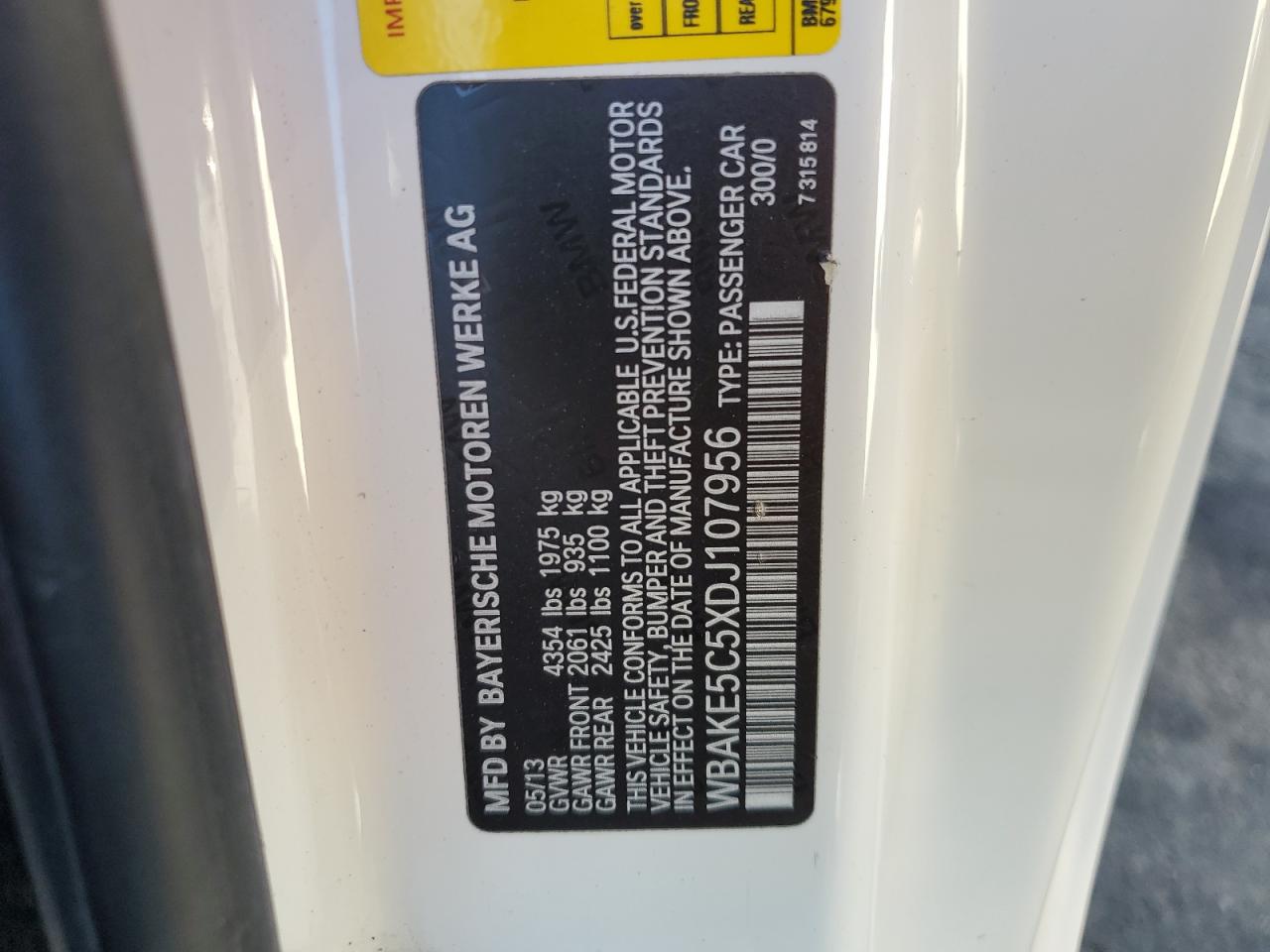 2013 BMW 328 I Sulev VIN: WBAKE5C5XDJ107956 Lot: 84210295