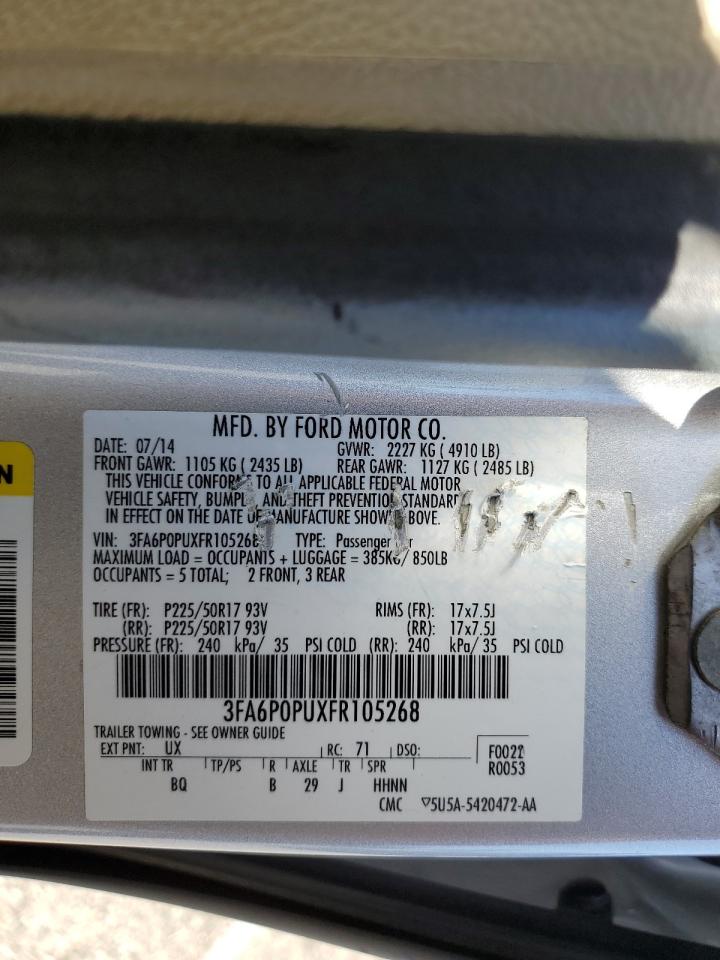 2015 Ford Fusion Se Phev VIN: 3FA6P0PUXFR105268 Lot: 84585765