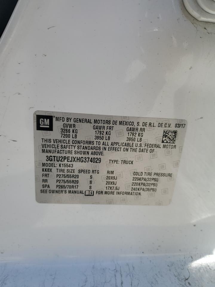 2017 GMC Sierra K1500 Denali VIN: 3GTU2PEJXHG374029 Lot: 85958885