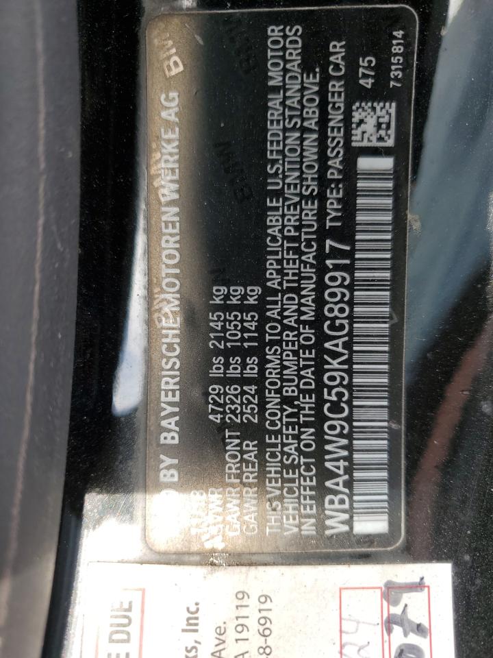 2019 BMW 440Xi VIN: WBA4W9C59KAG89917 Lot: 81973555