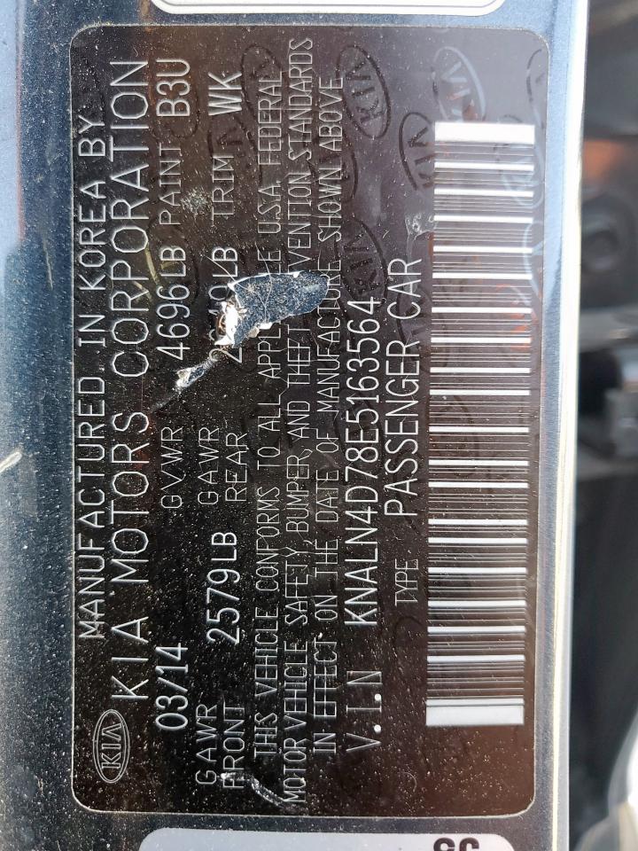 2014 Kia Cadenza Premium VIN: KNALN4D78E5163564 Lot: 90914465