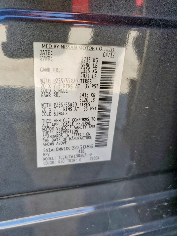 2013 Infiniti Jx35 VIN: 5N1AL0MN1DC305086 Lot: 85366485